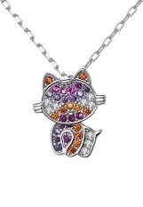 handsome silver cat charm baby necklace